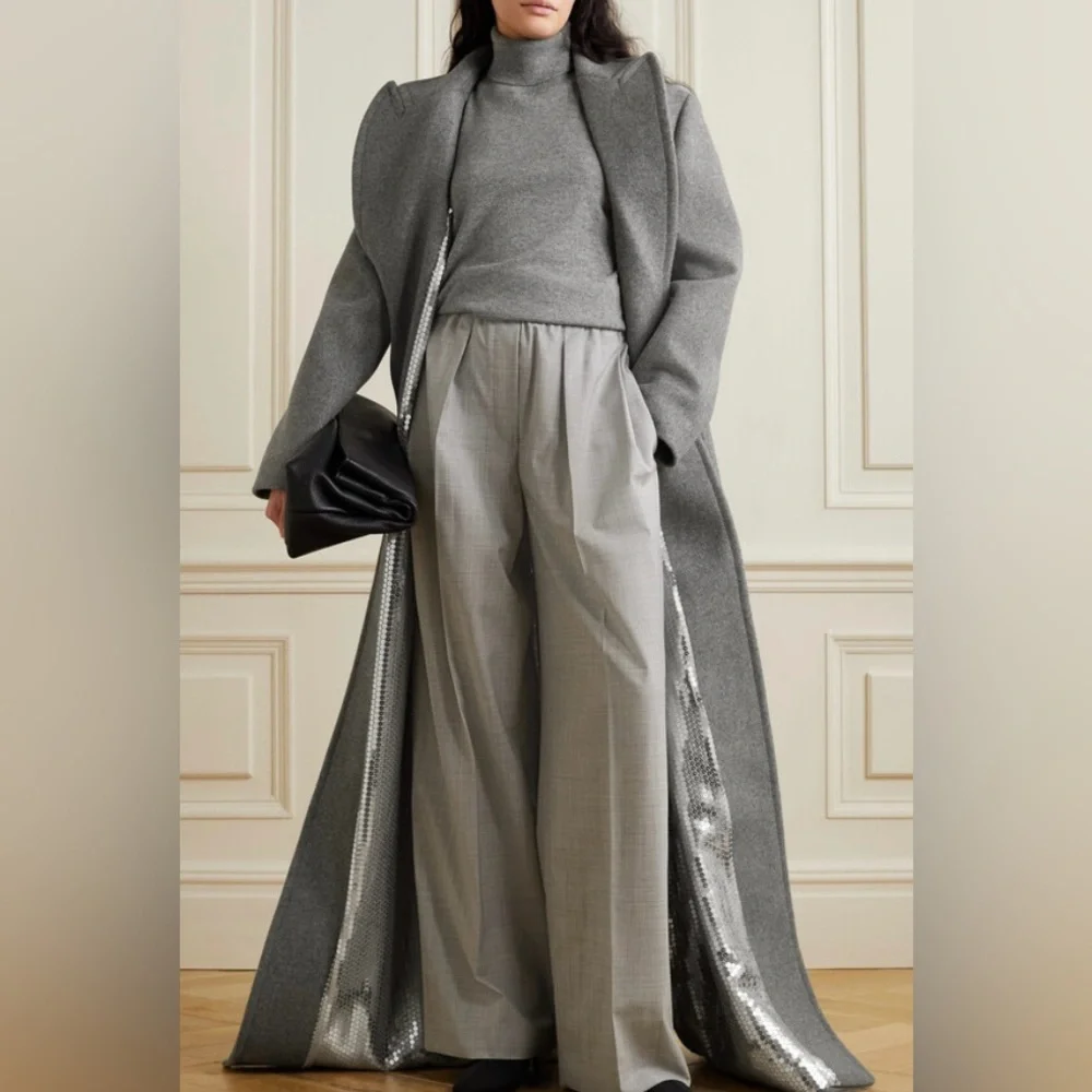 MICHAEL KORS COLLECTION Melton Paillette-Lined Maxi Coat - Picture 12 of 13